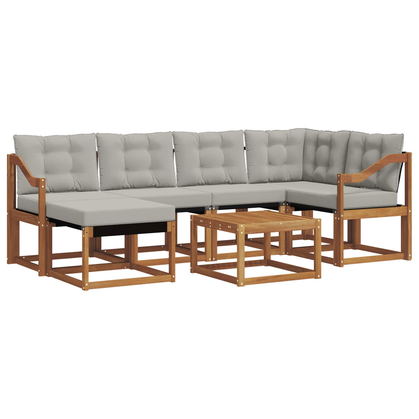 Set di divani da esterno 7 pcs Grigio Naturale e Chiaro | homemem39
