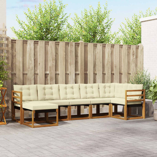 Set di divani da esterno con cuscino 7 pcs Naturale e Crema | homemem39