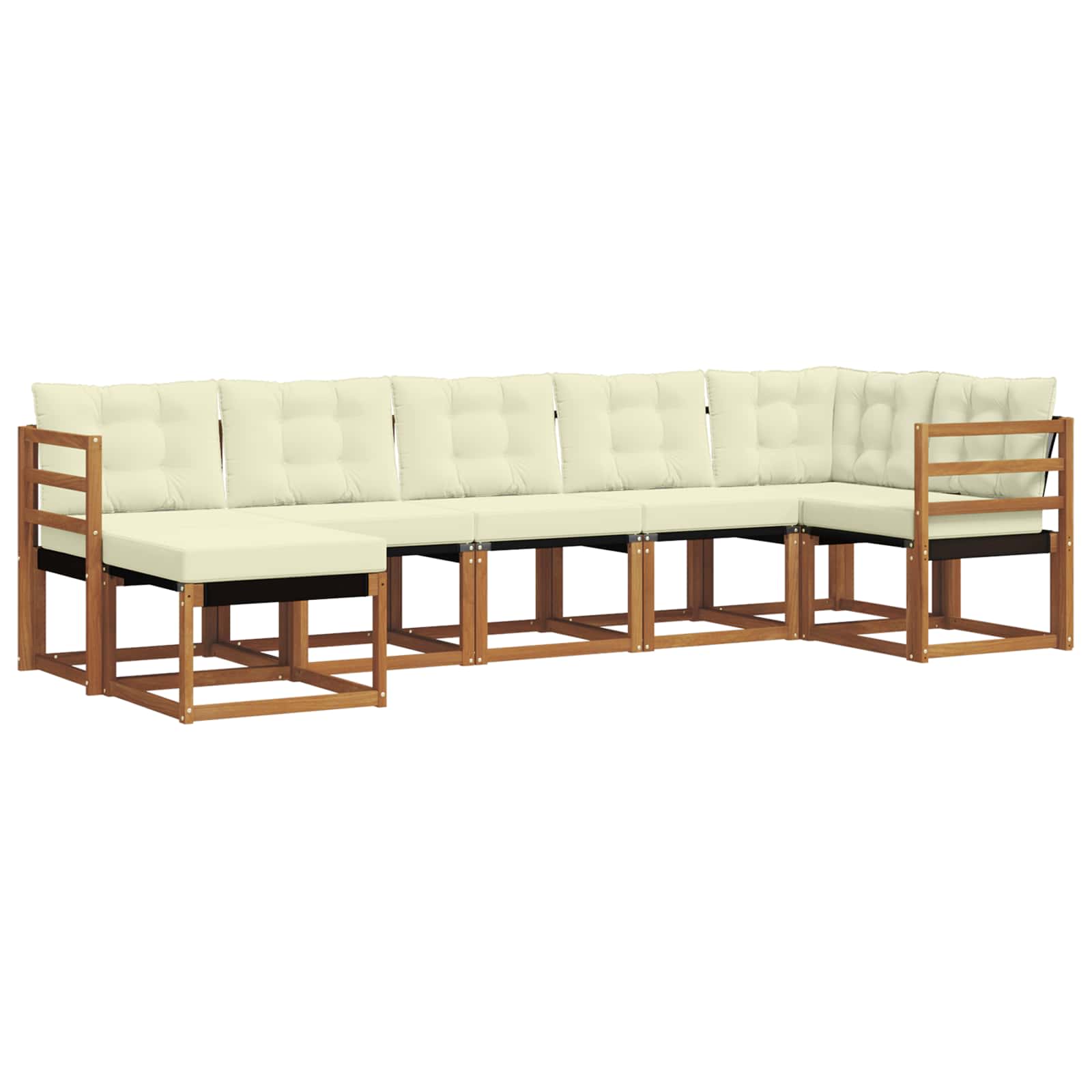 Set di divani da esterno con cuscino 7 pcs Naturale e Crema | homemem39