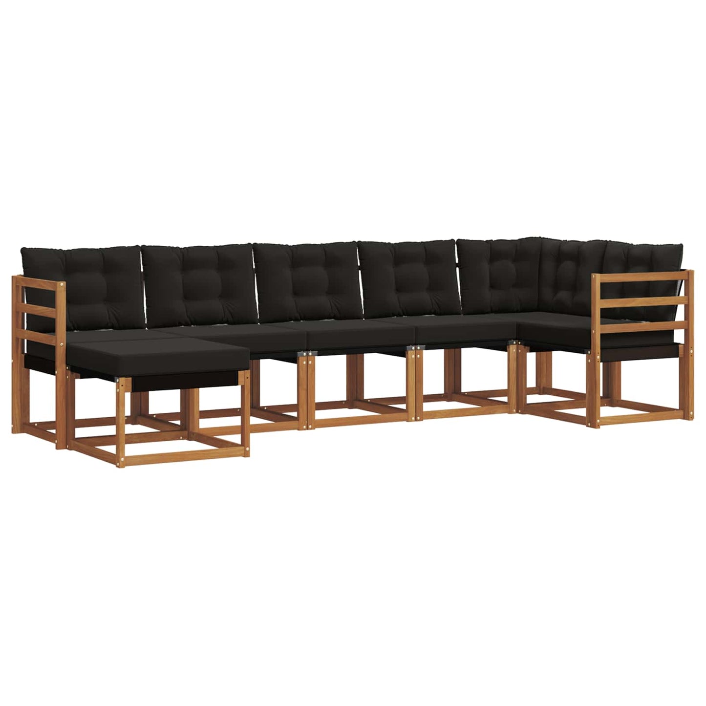 Set di divani da esterno con cuscino 7 pcs Naturale e Nero | homemem39