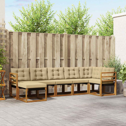 Set di divani da esterno con cuscino 7 pcs Naturale e Beige