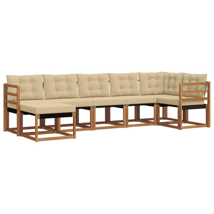 Set di divani da esterno con cuscino 7 pcs Naturale e Beige