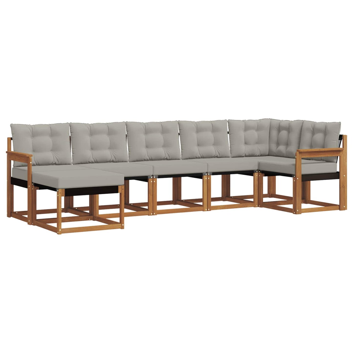 Set di divani da esterno 7 pcs Grigio Naturale e Chiaro