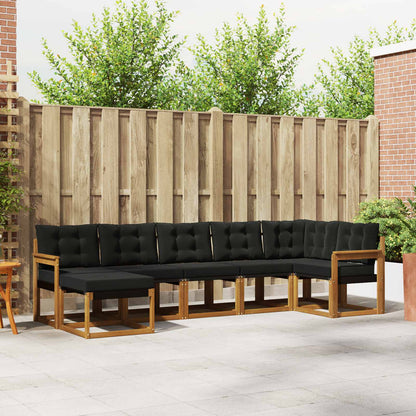 Set di divani da esterno con cuscino 7 pcs Naturale e Nero