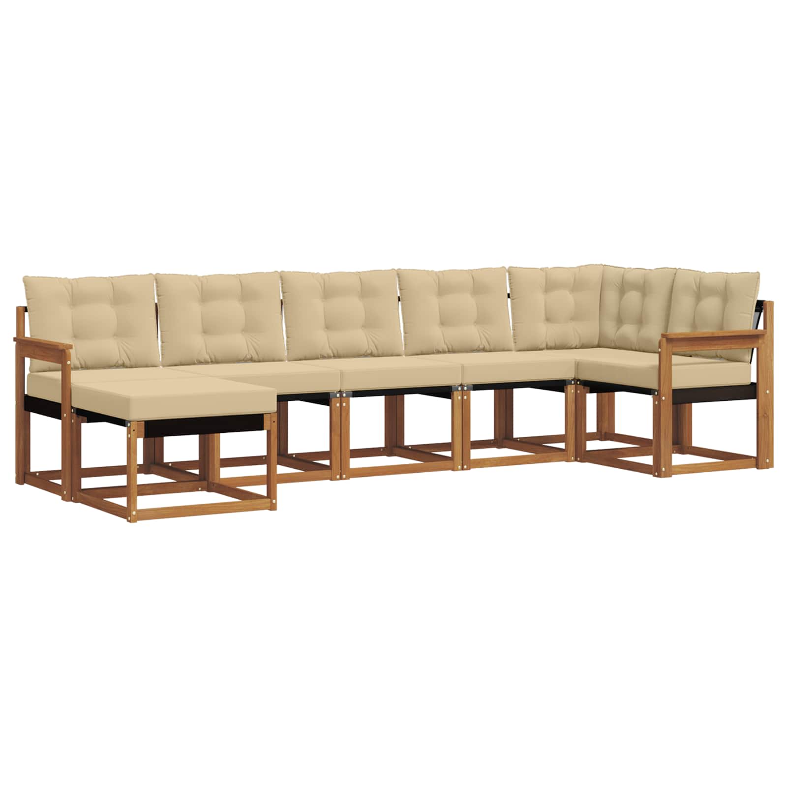 Set di divani da esterno con cuscino 7 pcs Naturale e Beige | homemem39