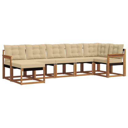 Set di divani da esterno con cuscino 7 pcs Naturale e Beige | homemem39