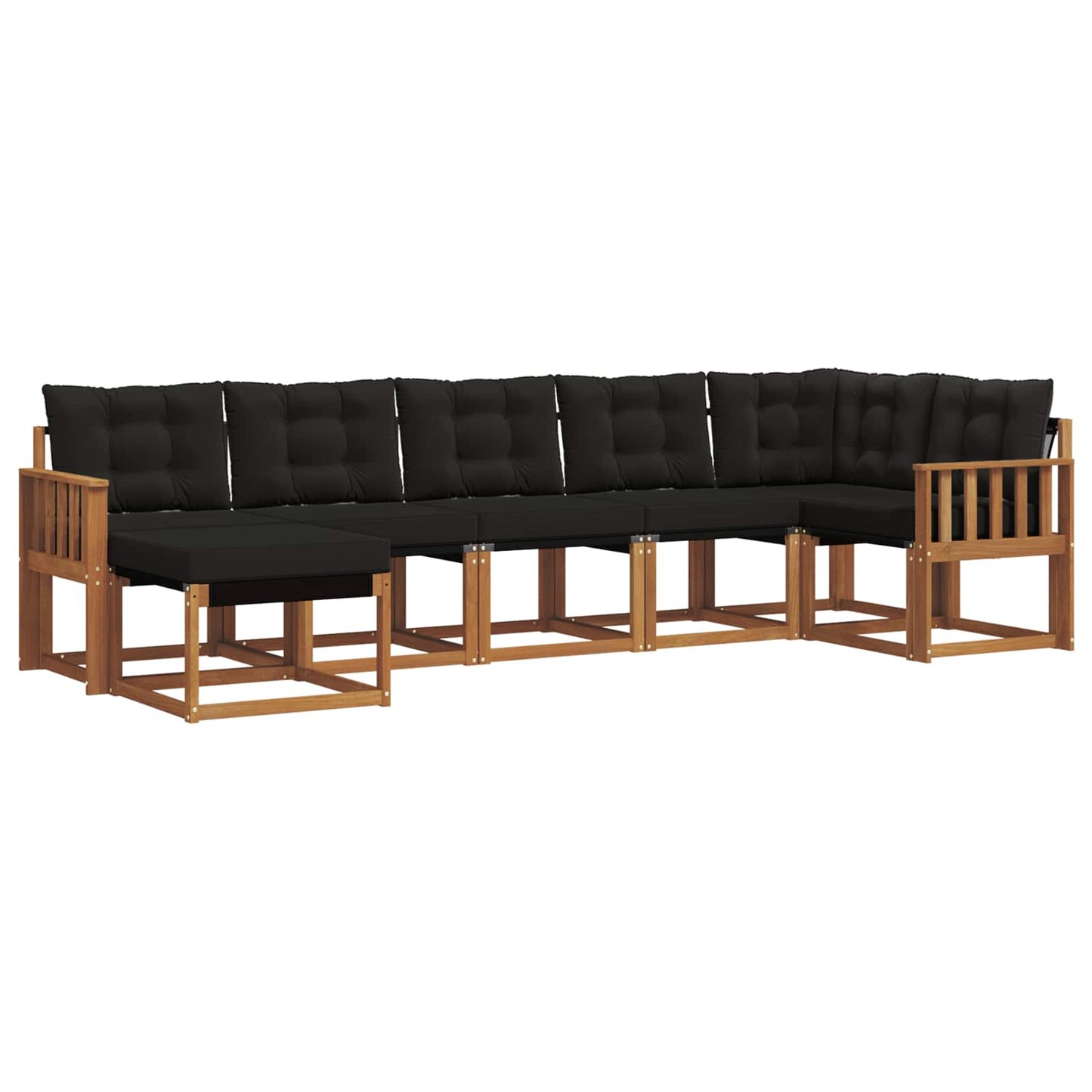 Set di divani da esterno con cuscino 7 pcs Naturale e Nero | homemem39
