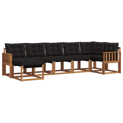 Set di divani da esterno con cuscino 7 pcs Naturale e Nero | homemem39