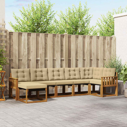 Set di divani da esterno con cuscino 7 pcs Naturale e Beige