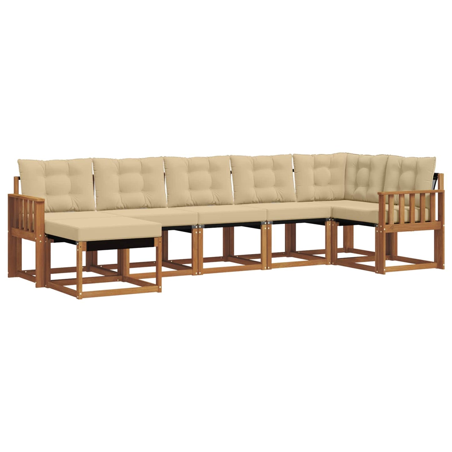 Set di divani da esterno con cuscino 7 pcs Naturale e Beige