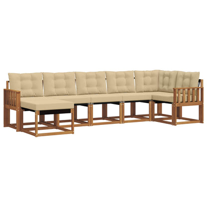 Set di divani da esterno con cuscino 7 pcs Naturale e Beige