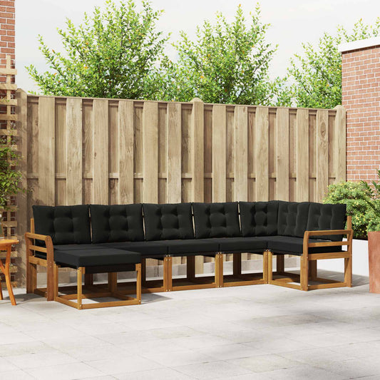 Set di divani da esterno con cuscino 7 pcs Naturale e Nero