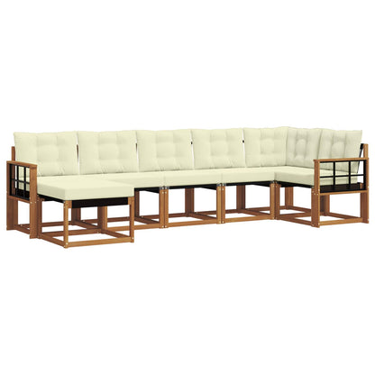 Set di divani da esterno con cuscino 7 pcs Naturale e Crema | homemem39