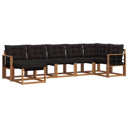 Set di divani da esterno con cuscino 7 pcs Naturale e Nero | homemem39