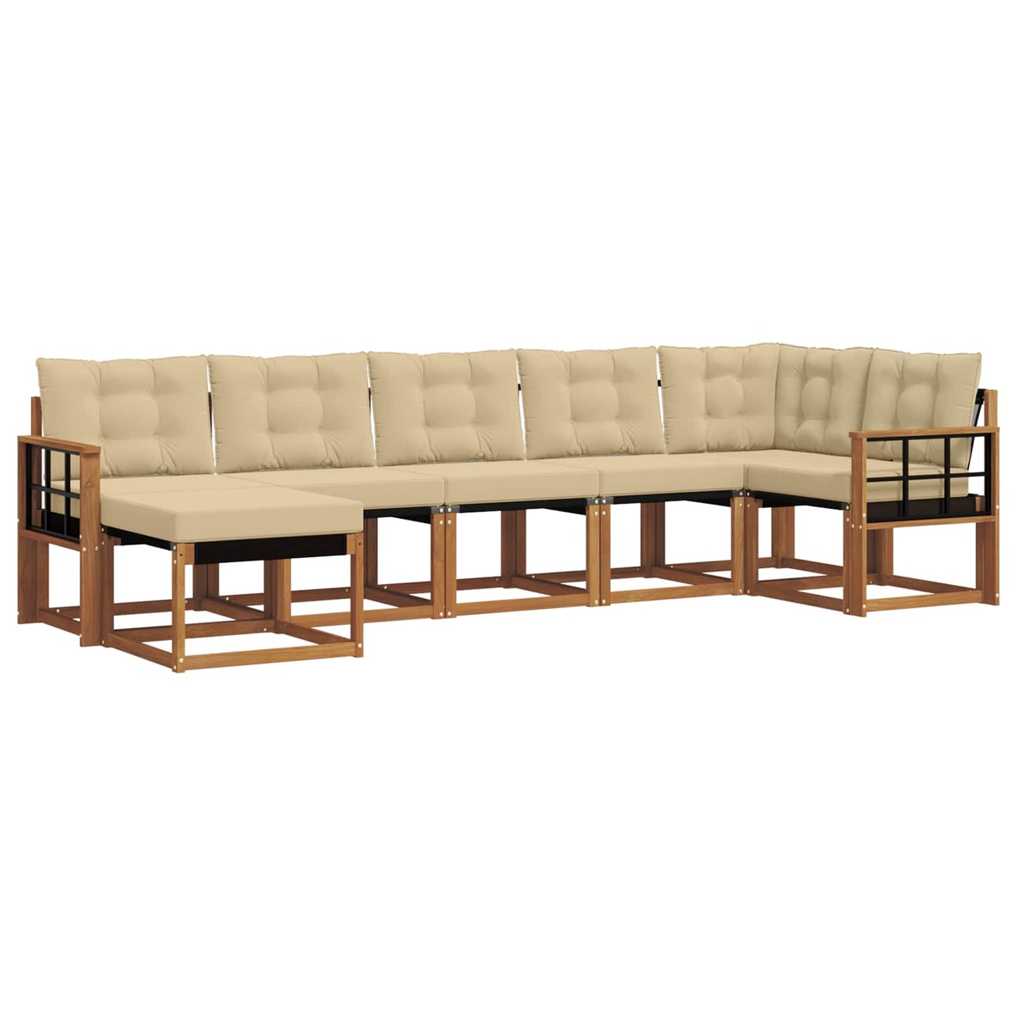 Set di divani da esterno con cuscino 7 pcs Naturale e Beige