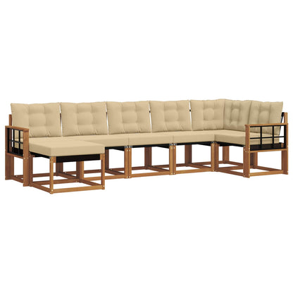 Set di divani da esterno con cuscino 7 pcs Naturale e Beige