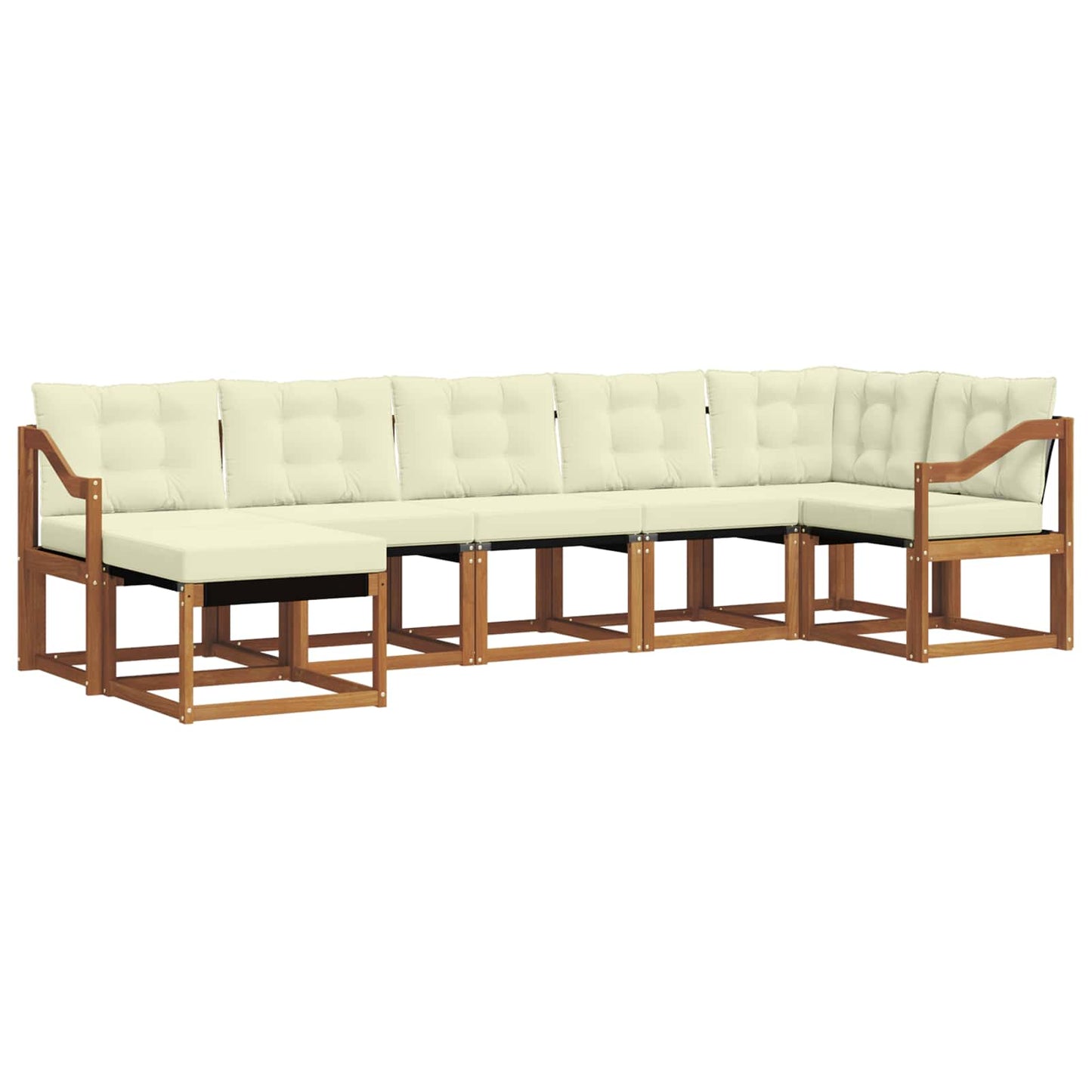 Set di divani da esterno con cuscino 7 pcs Naturale e Crema