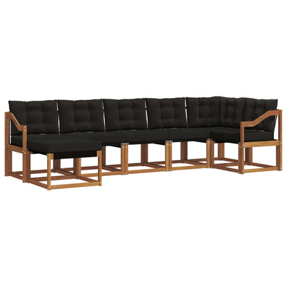 Set di divani da esterno con cuscino 7 pcs Naturale e Nero | homemem39