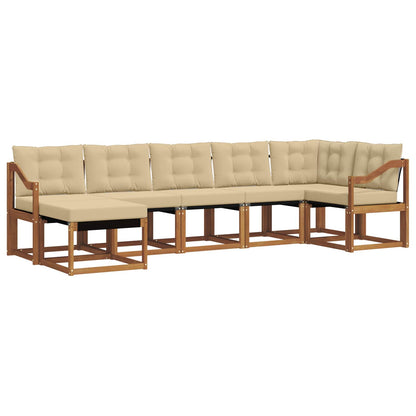 Set di divani da esterno con cuscino 7 pcs Naturale e Beige | homemem39