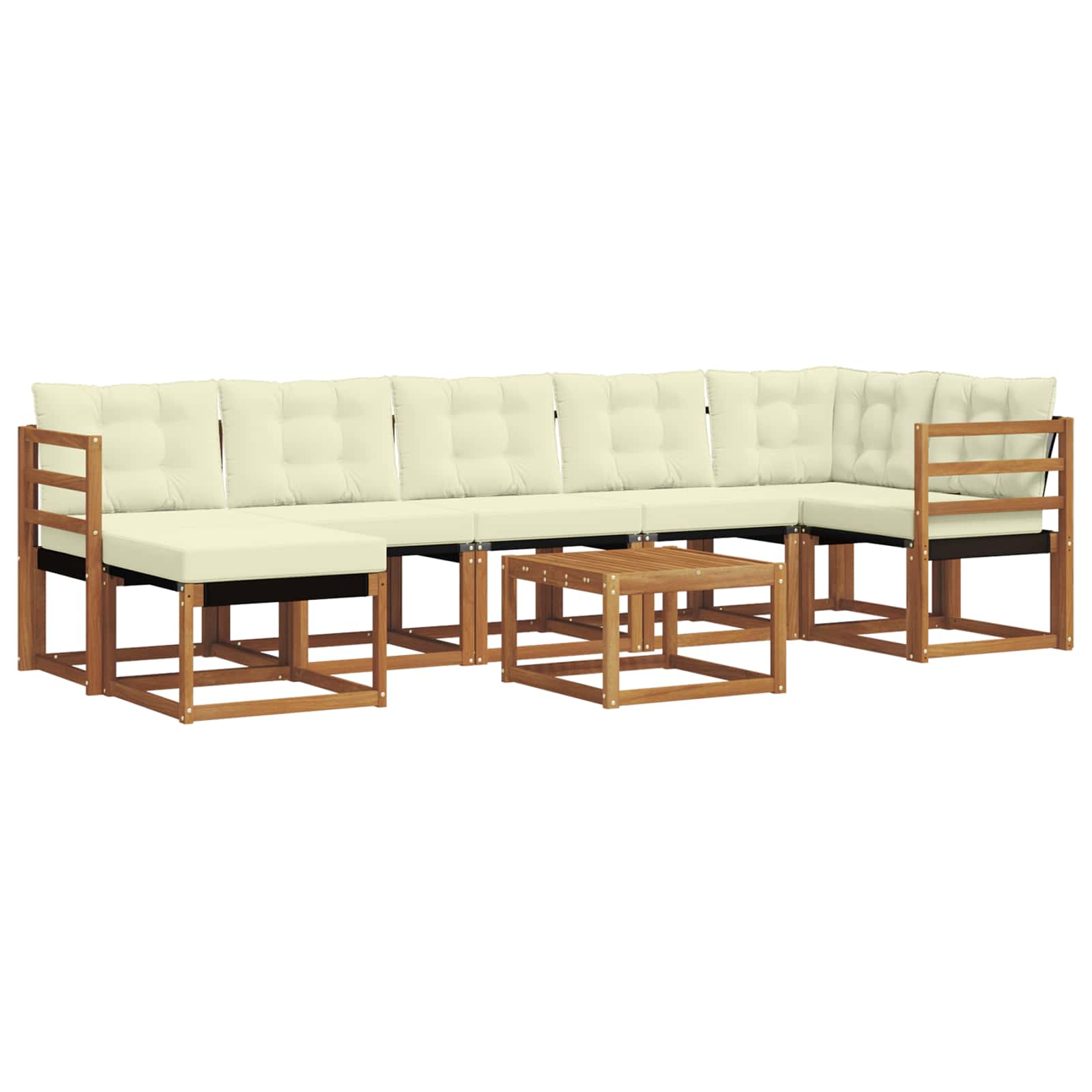 Set di divani da esterno con cuscino 8 pcs Naturale e Crema | homemem39