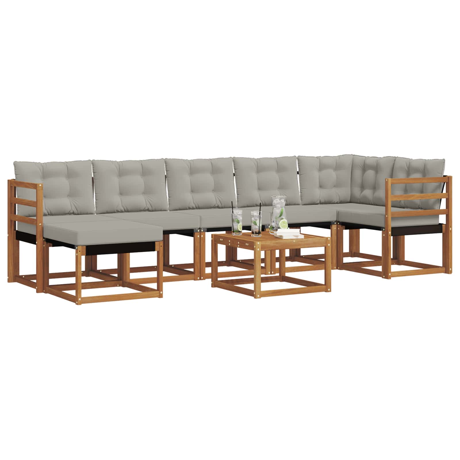 Set di divani da esterno 8 pcs Grigio Naturale e Chiaro | homemem39