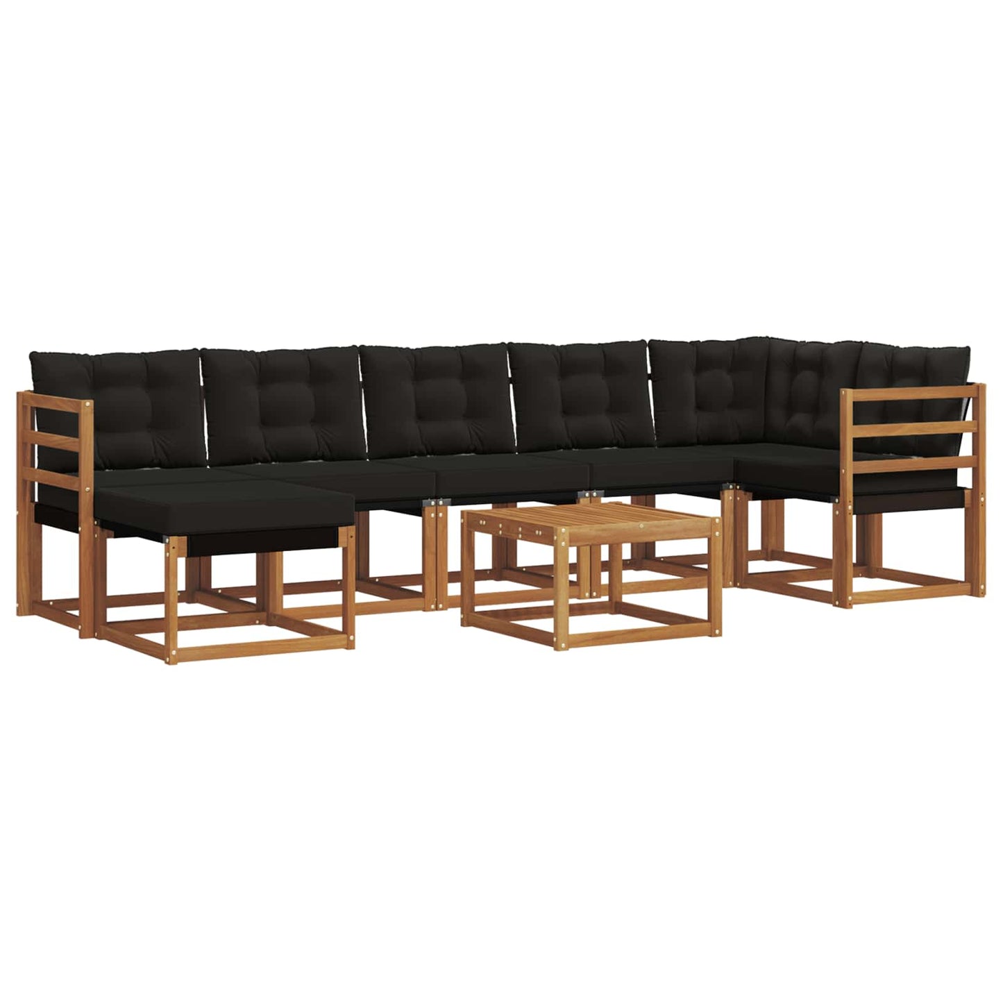 Set di divani da esterno con cuscino 8 pcs Naturale e Nero | homemem39