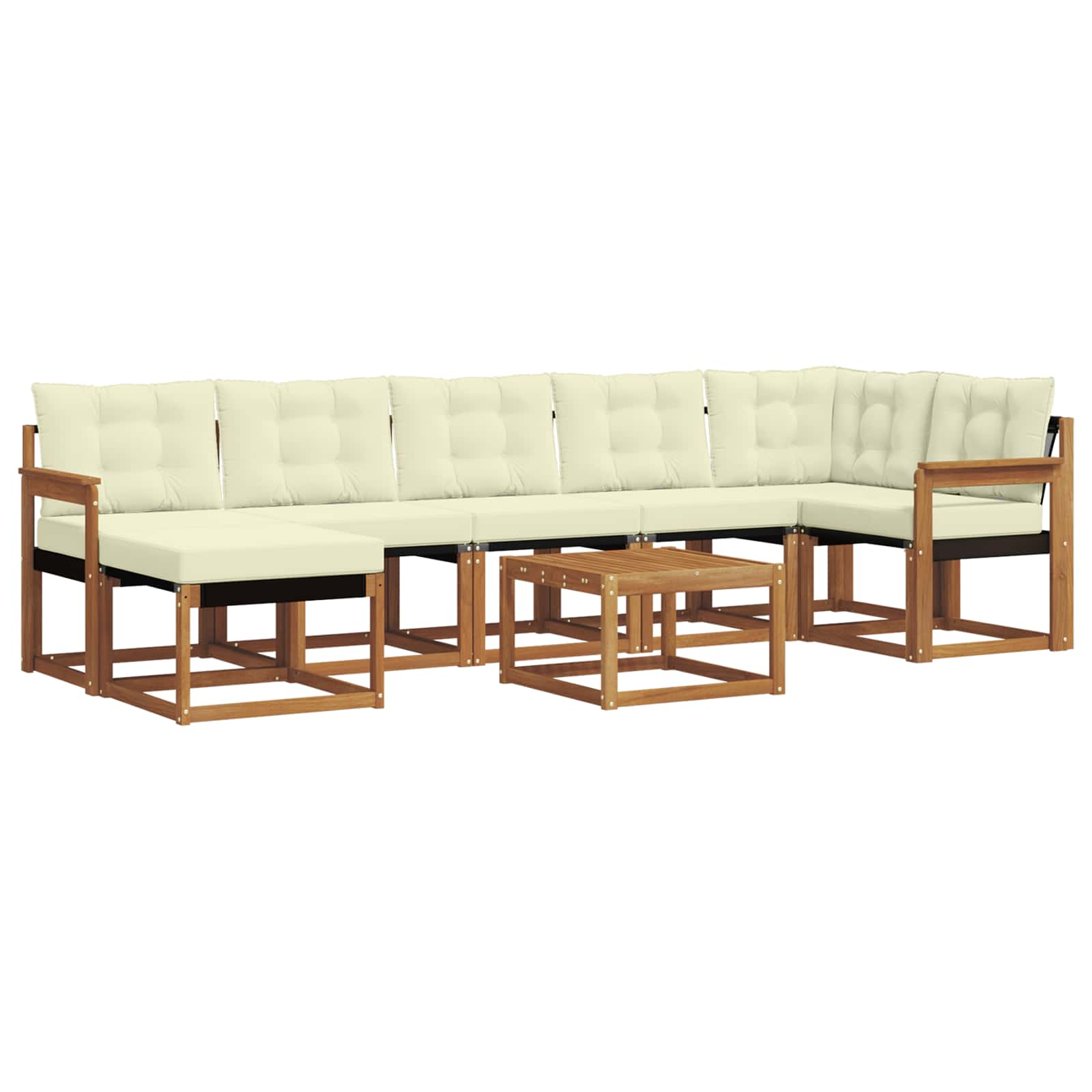 Set di divani da esterno con cuscino 8 pcs Naturale e Crema | homemem39