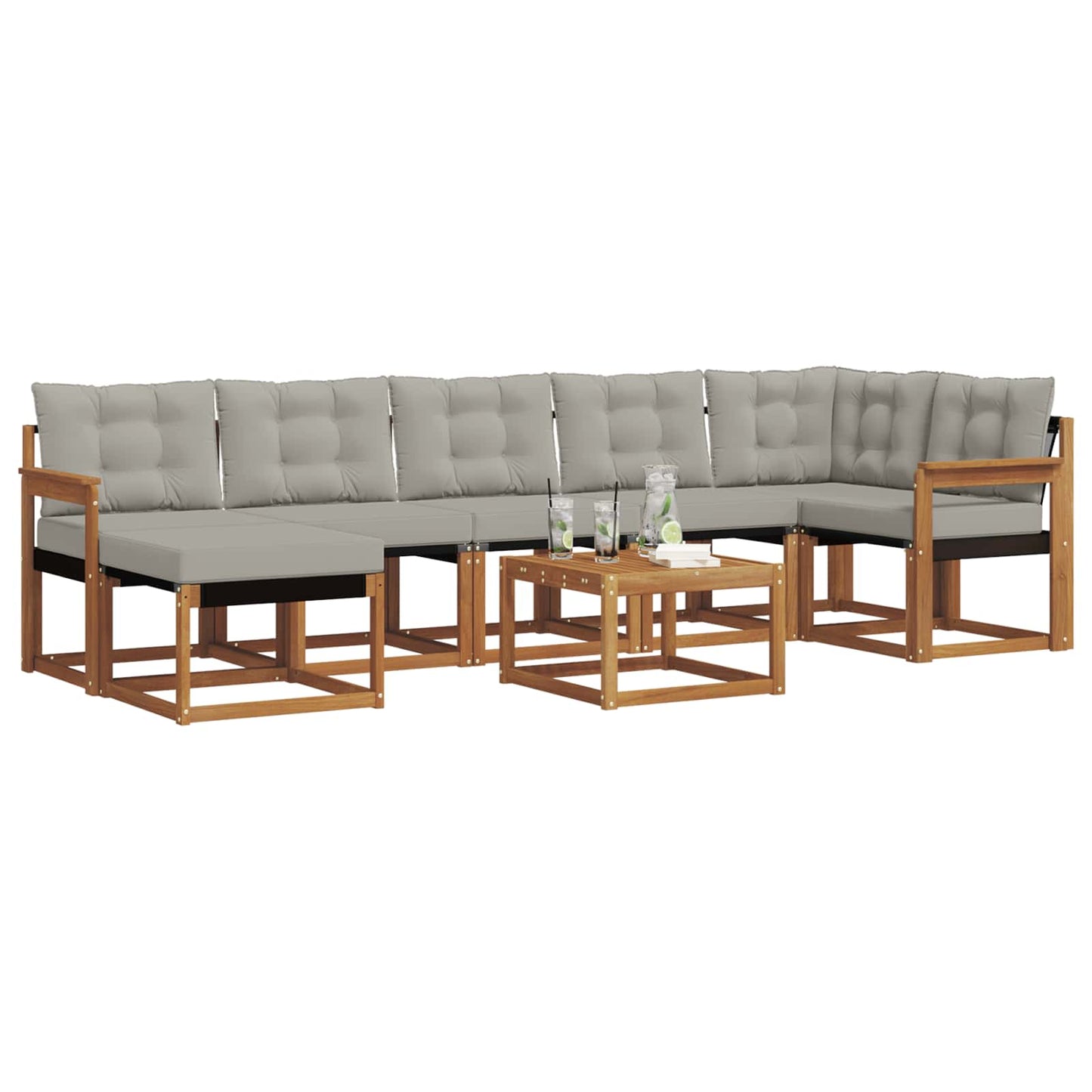 Set di divani da esterno 8 pcs Grigio Naturale e Chiaro | homemem39