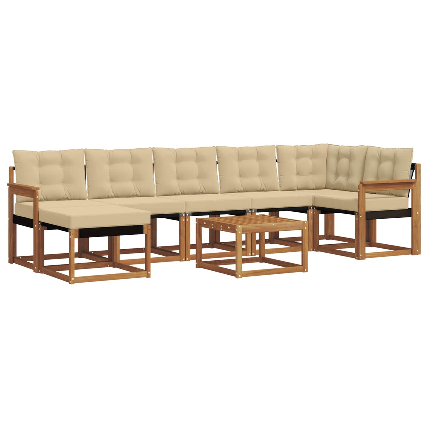Set di divani da esterno con cuscino 8 pcs Naturale e Beige | homemem39
