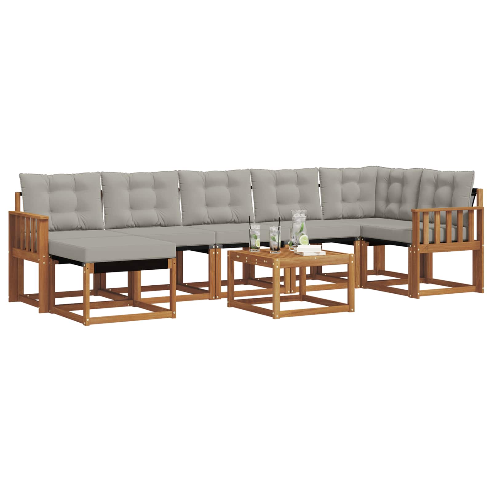 Set di divani da esterno 8 pcs Grigio Naturale e Chiaro | homemem39