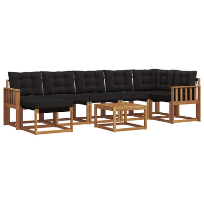 Set di divani da esterno con cuscino 8 pcs Naturale e Nero | homemem39