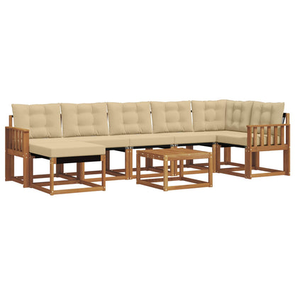 Set di divani da esterno con cuscino 8 pcs Naturale e Beige | homemem39