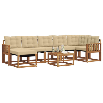Set di divani da esterno con cuscino 8 pcs Naturale e Beige | homemem39