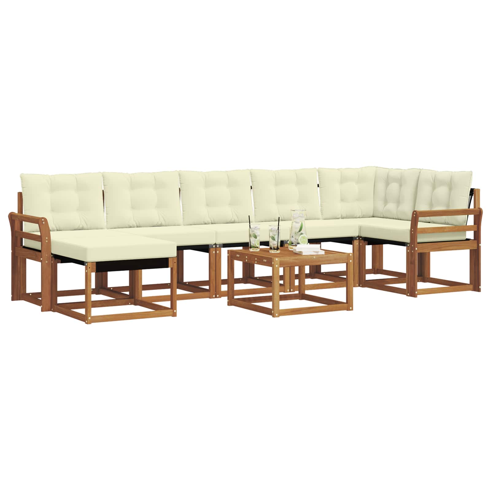 Set di divani da esterno con cuscino 8 pcs Naturale e Crema | homemem39