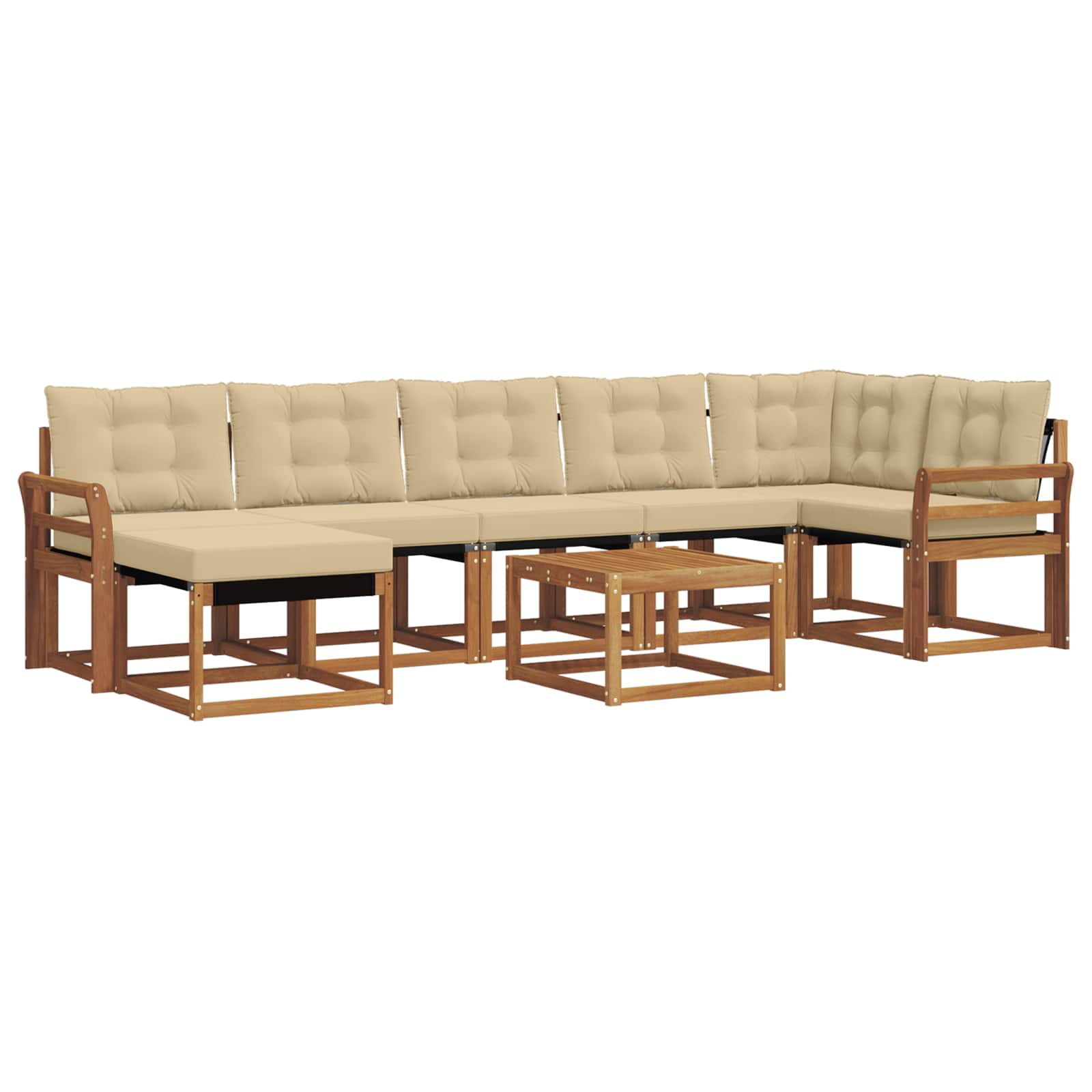Set di divani da esterno con cuscino 8 pcs Naturale e Beige | homemem39