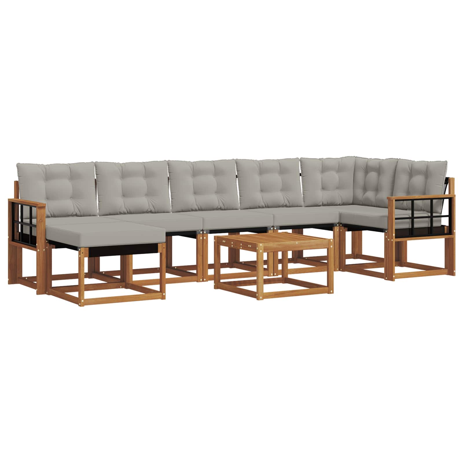 Set di divani da esterno 8 pcs Grigio Naturale e Chiaro | homemem39