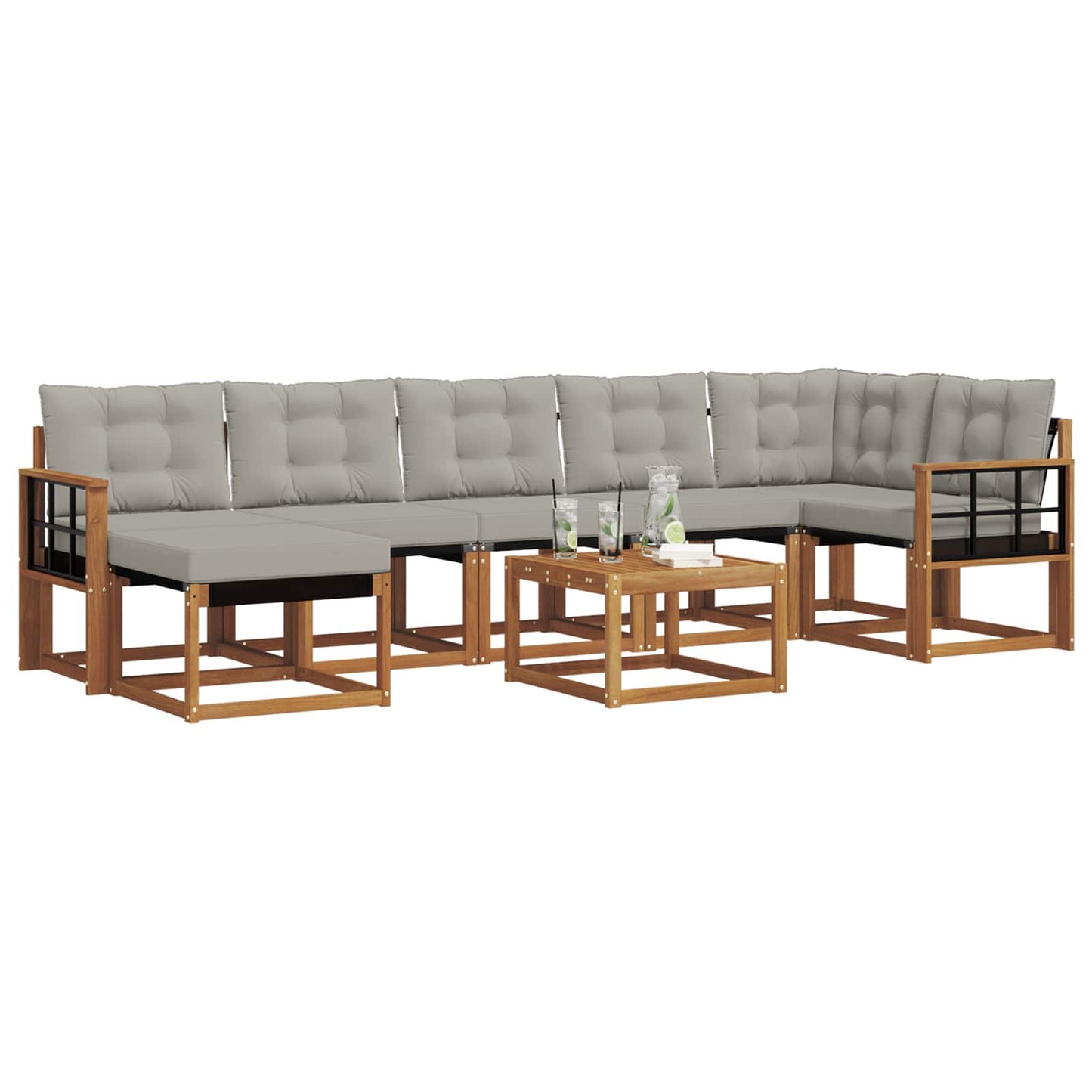 Set di divani da esterno 8 pcs Grigio Naturale e Chiaro | homemem39
