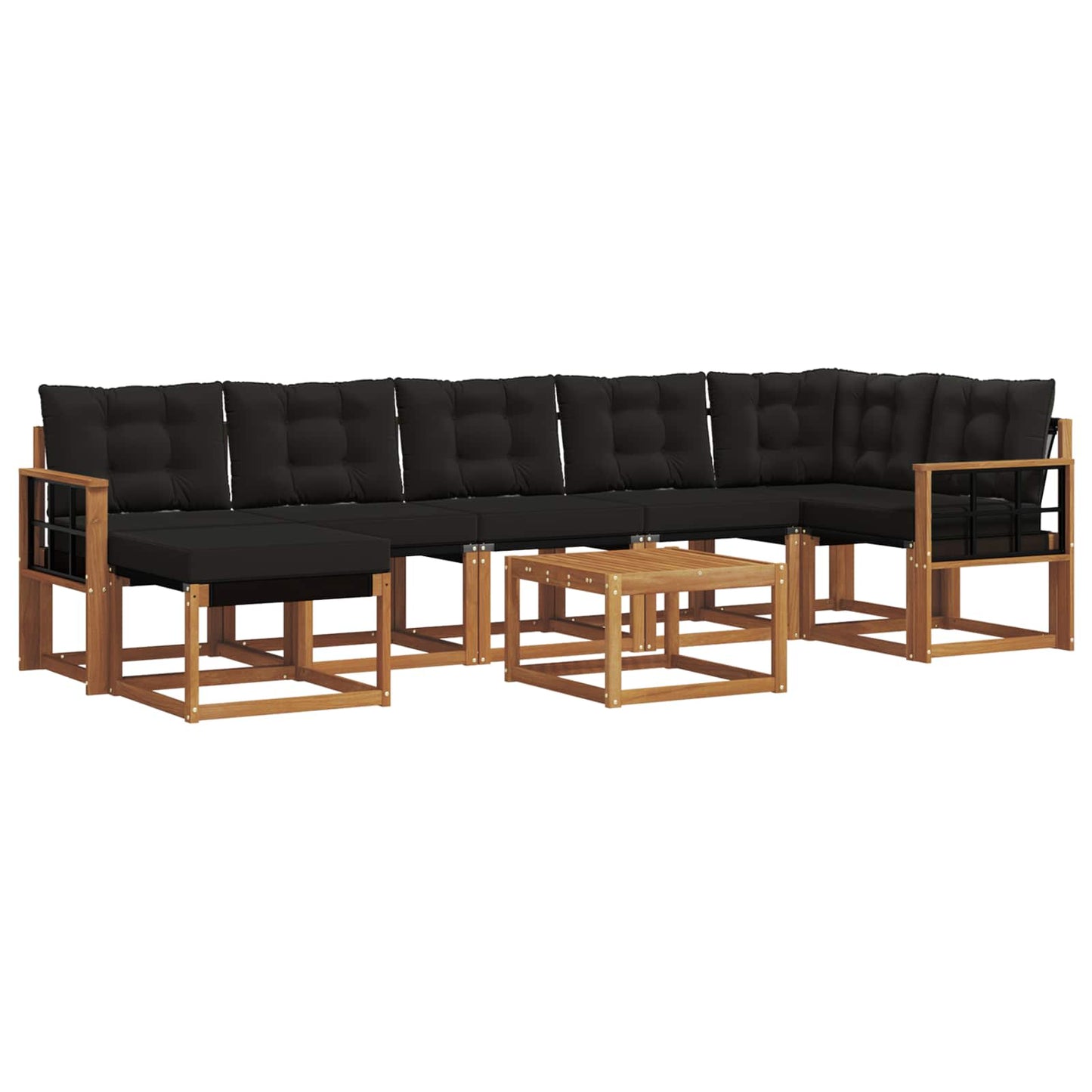 Set di divani da esterno 8 pz Naturale e Nero