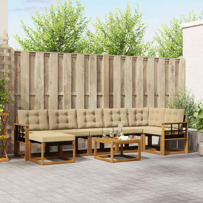 Set di divani da esterno con cuscino 8 pcs Naturale e Beige | homemem39