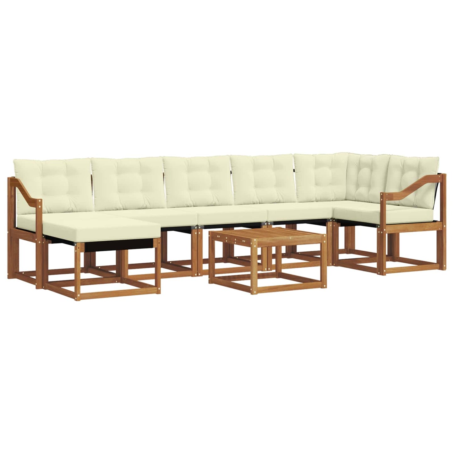 Set di divani da esterno con cuscino 8 pcs Naturale e Crema | homemem39