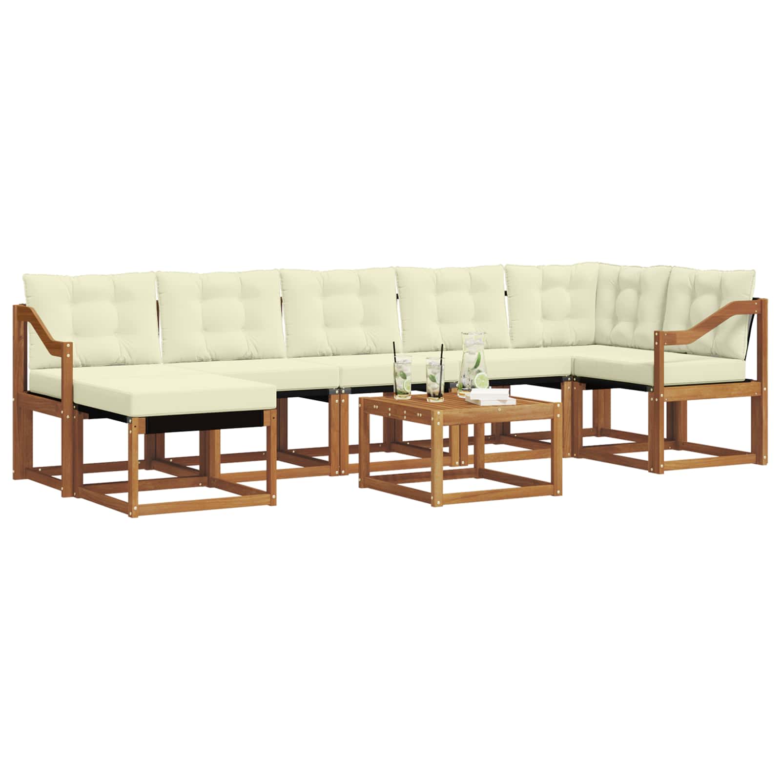 Set di divani da esterno con cuscino 8 pcs Naturale e Crema | homemem39