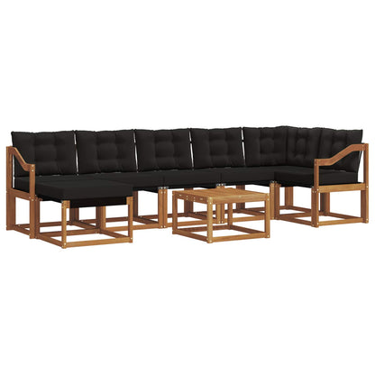 Set di divani da esterno con cuscino 8 pcs Naturale e Nero | homemem39