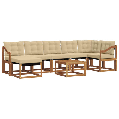 Set di divani da esterno con cuscino 8 pcs Naturale e Beige