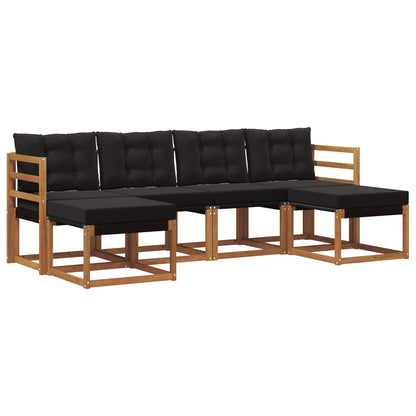 Set di divani da esterno con cuscino 6 pcs Naturale e Nero | homemem39