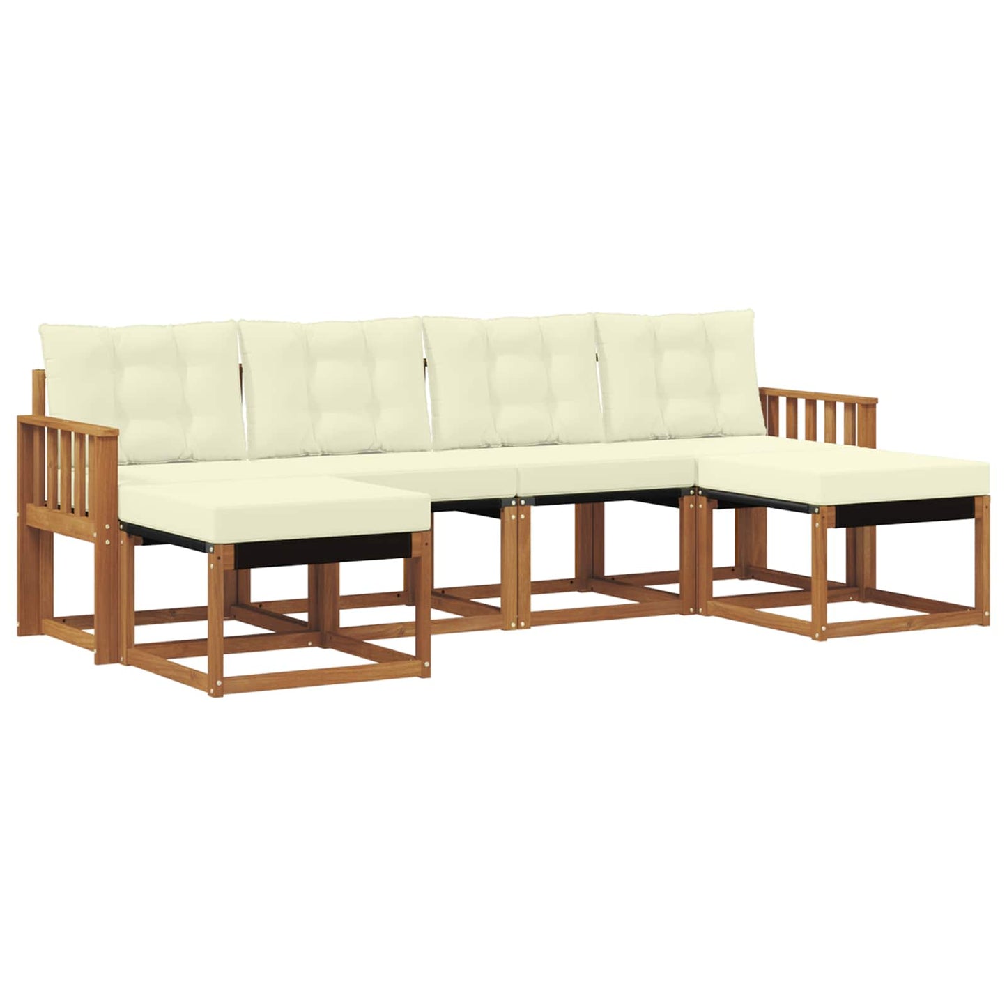 Set di divani da esterno con cuscino 6 pcs Naturale e Crema | homemem39