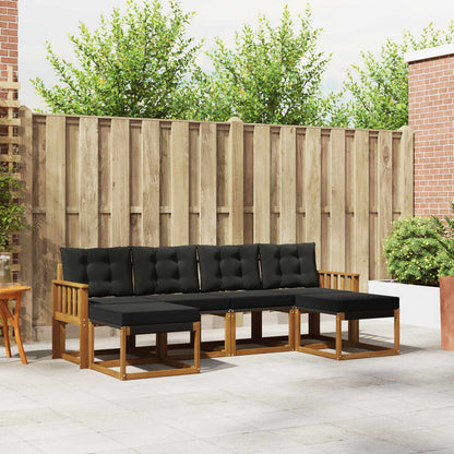Set di divani da esterno con cuscino 6 pcs Naturale e Nero | homemem39