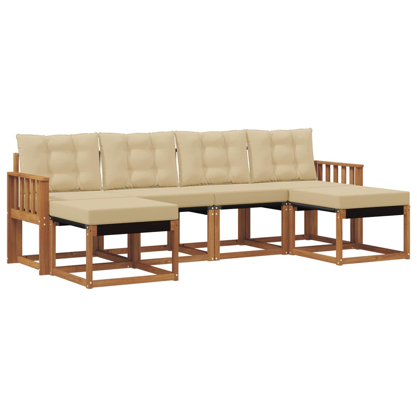 Set di divani da esterno con cuscino 6 pcs Naturale e Beige | homemem39