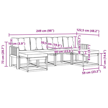 Set di divani da esterno con cuscino 6 pcs Naturale e Beige | homemem39