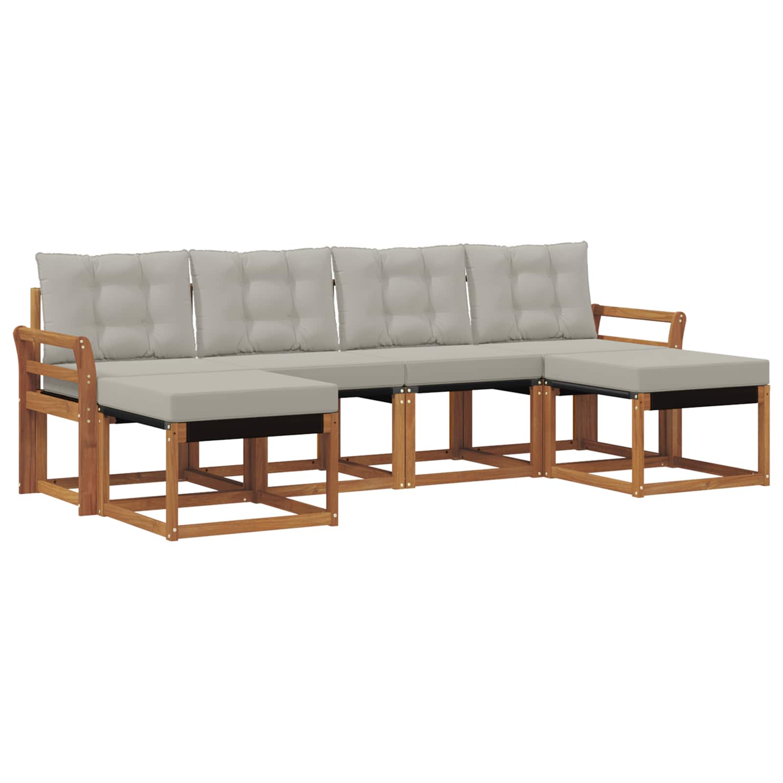 Set di divani da esterno 6 pcs Grigio Naturale e Chiaro | homemem39