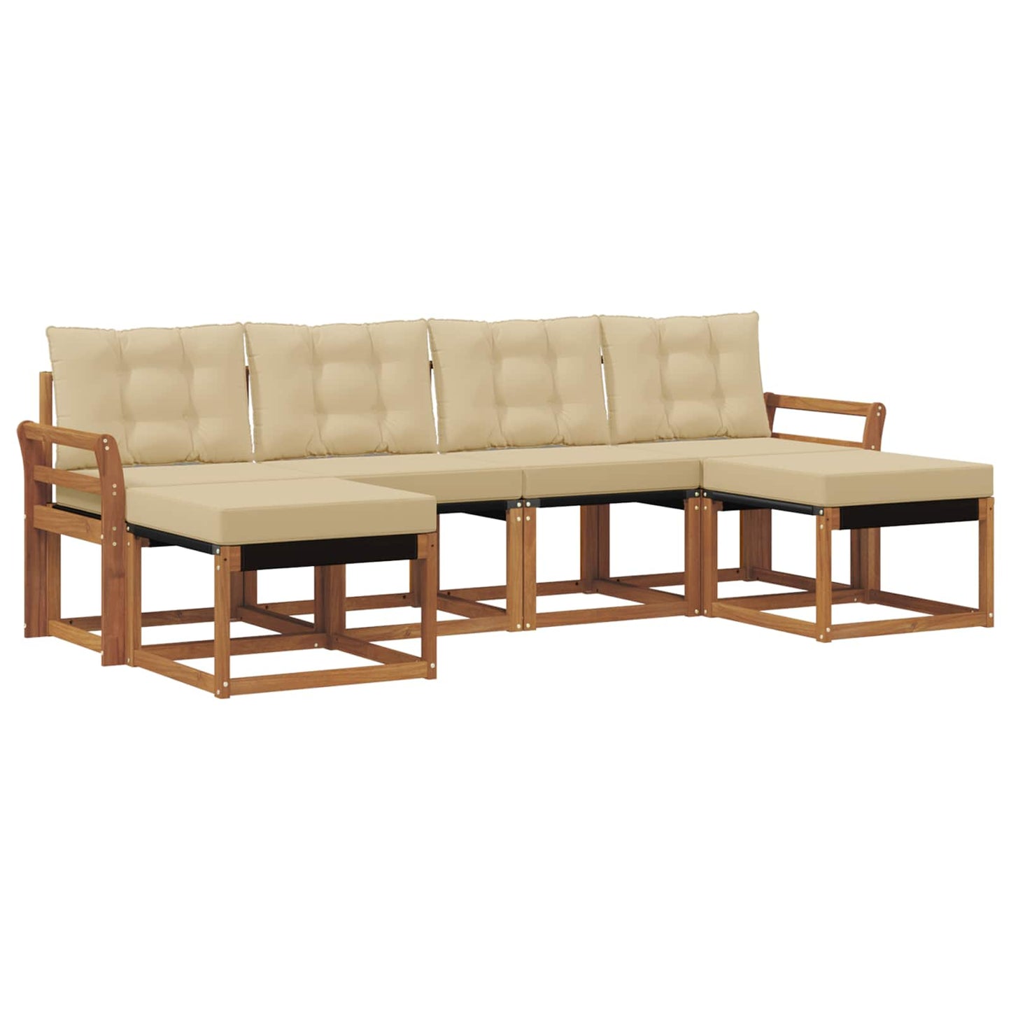 Set di divani da esterno con cuscino 6 pcs Naturale e Beige | homemem39